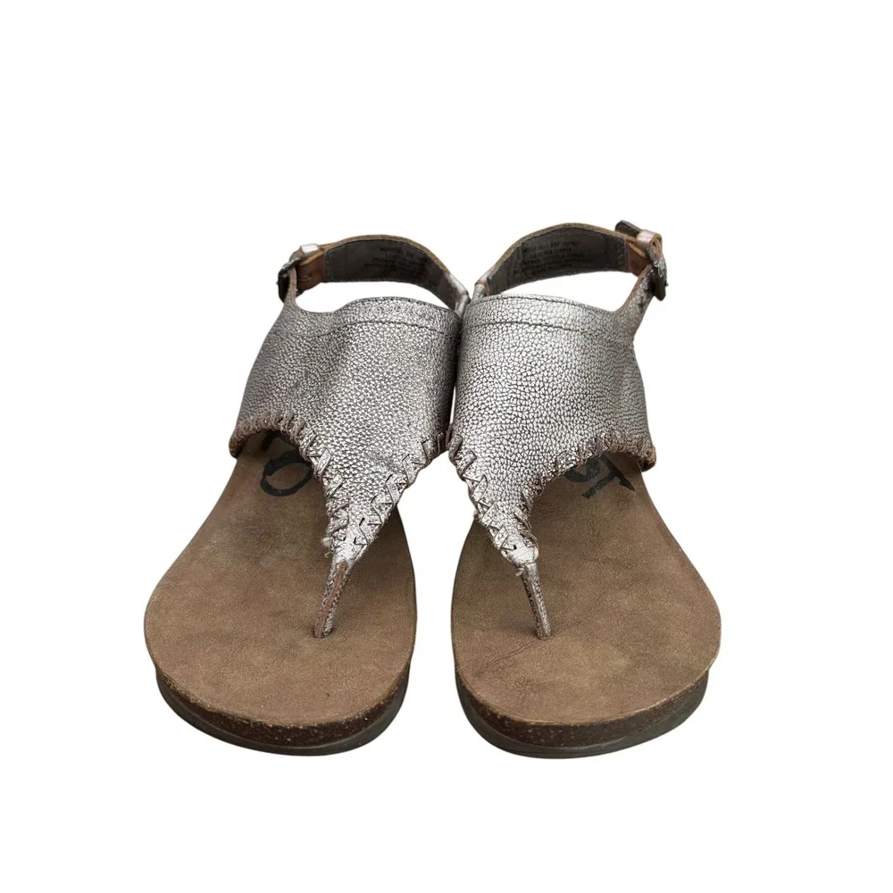 OTBT Meditate Wedge Sandals Women SZ 8 Silver Office Everyday Metallic Leather
